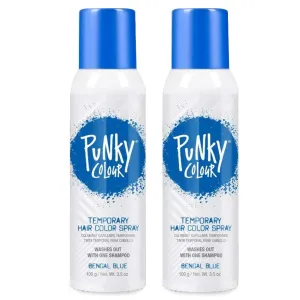Punky Temporary Hair Color Spray, Bengal Blue, Non-Damaging Hair Dye for Instant Vivid Hair Color, 3.5 oz, 2 Pack