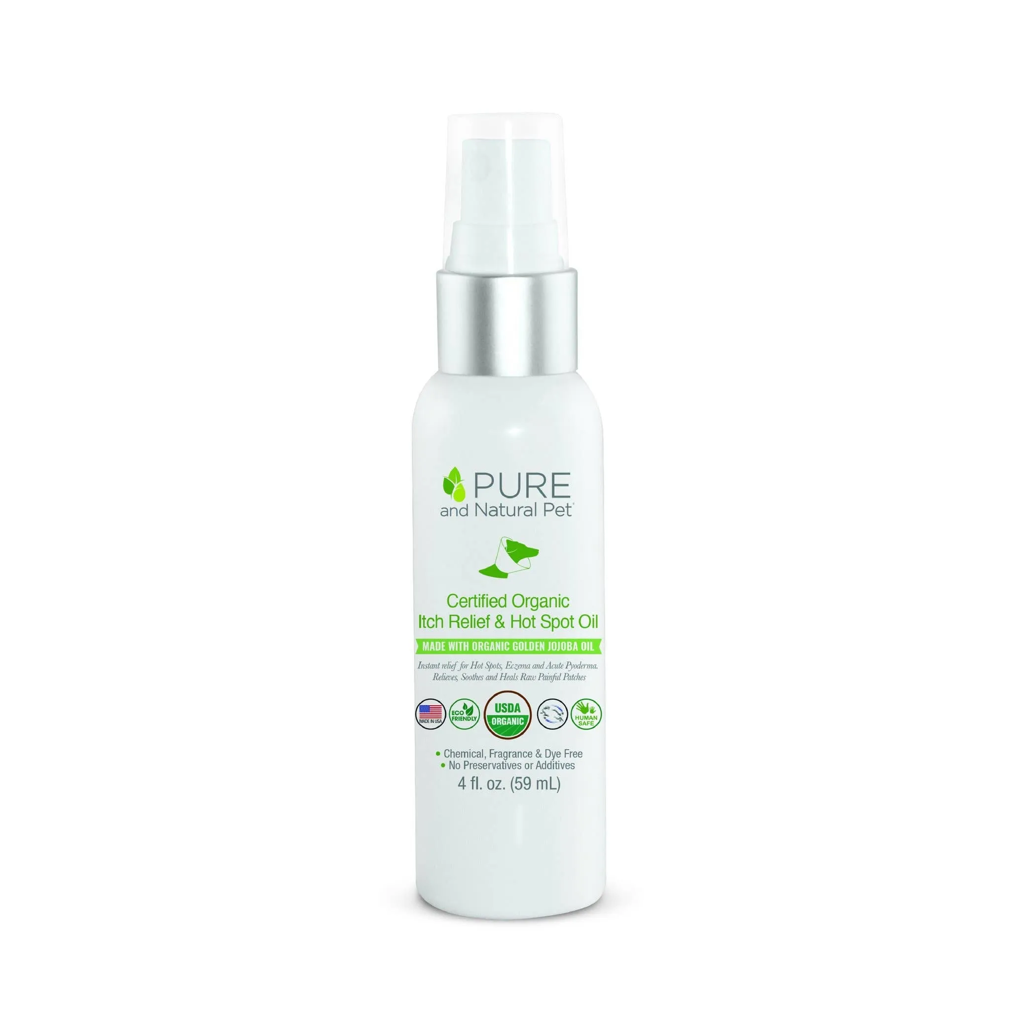 Pure and Natural Pet Certified Organic Itch Relief and Hot Spot Oil for Dogs 4 oz