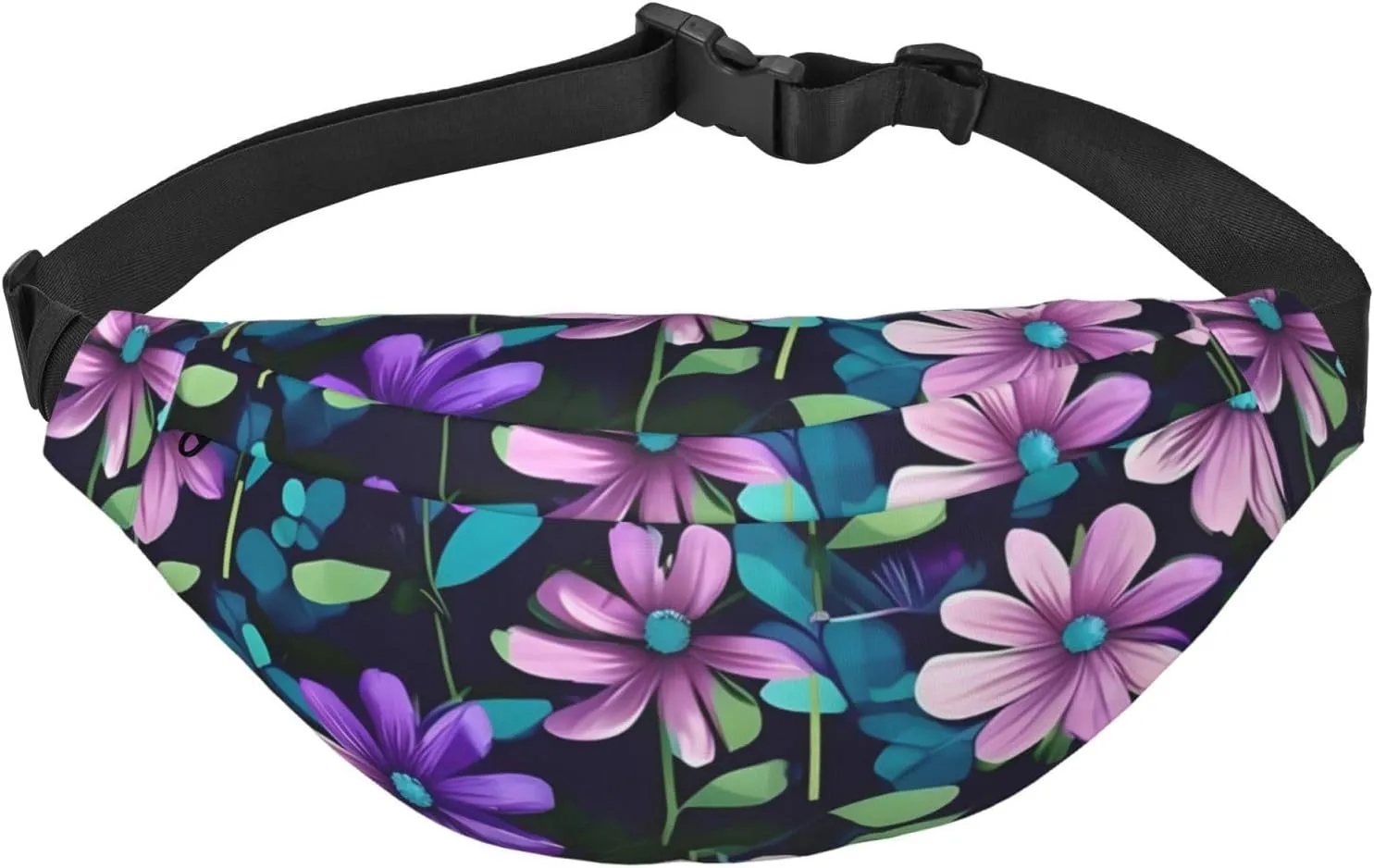 Purple Camellia Men'S And Women'S Waist Pack, Crossbody Bag With Adjustable Belt For Running, Traveling, Sports, Hiking
