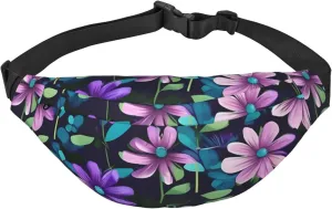 Purple Camellia Men'S And Women'S Waist Pack, Crossbody Bag With Adjustable Belt For Running, Traveling, Sports, Hiking