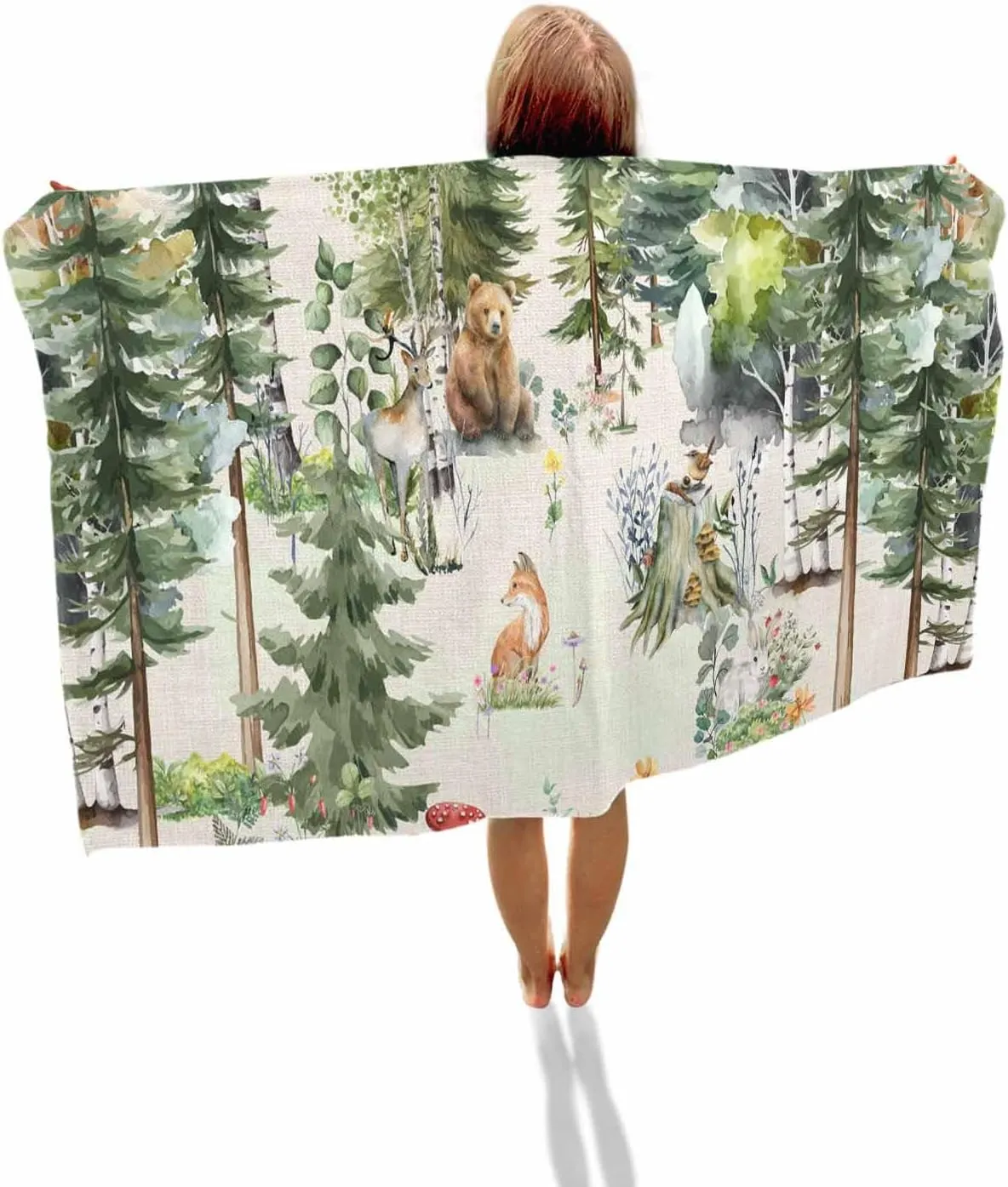 Quick-Drying Microfiber Beach Towel, Animals in The Forest Soft Absorbent Bath Shower Towels, Farmhouse Country Lightweight Portable Towel/Blanket for Travel/Swimming Pool/Camping/Yoga/Gym，35x70 Inch