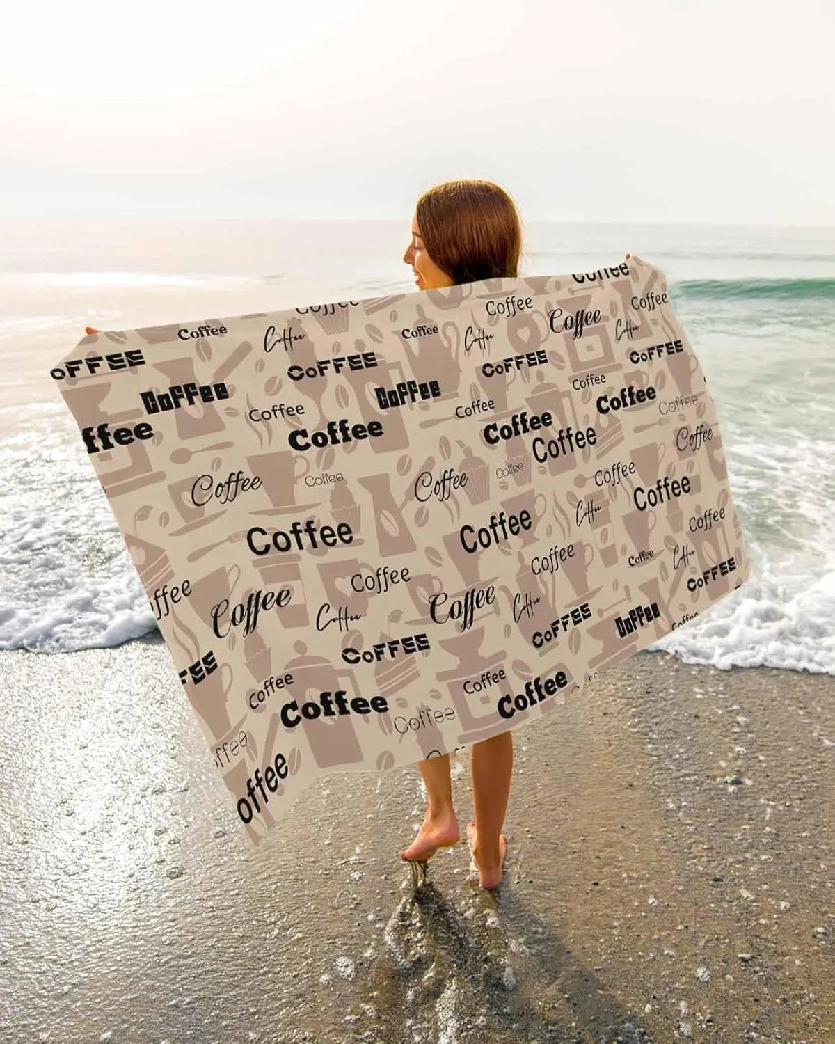 Quick-Drying Microfiber Beach Towel, Rustic Brown Coffee Soft Absorbent Bath Shower Towels, Casual Lightweight Portable Towel/Blanket for Travel/Swimming Pool/Camping/Yoga/Gym，35x70 Inch