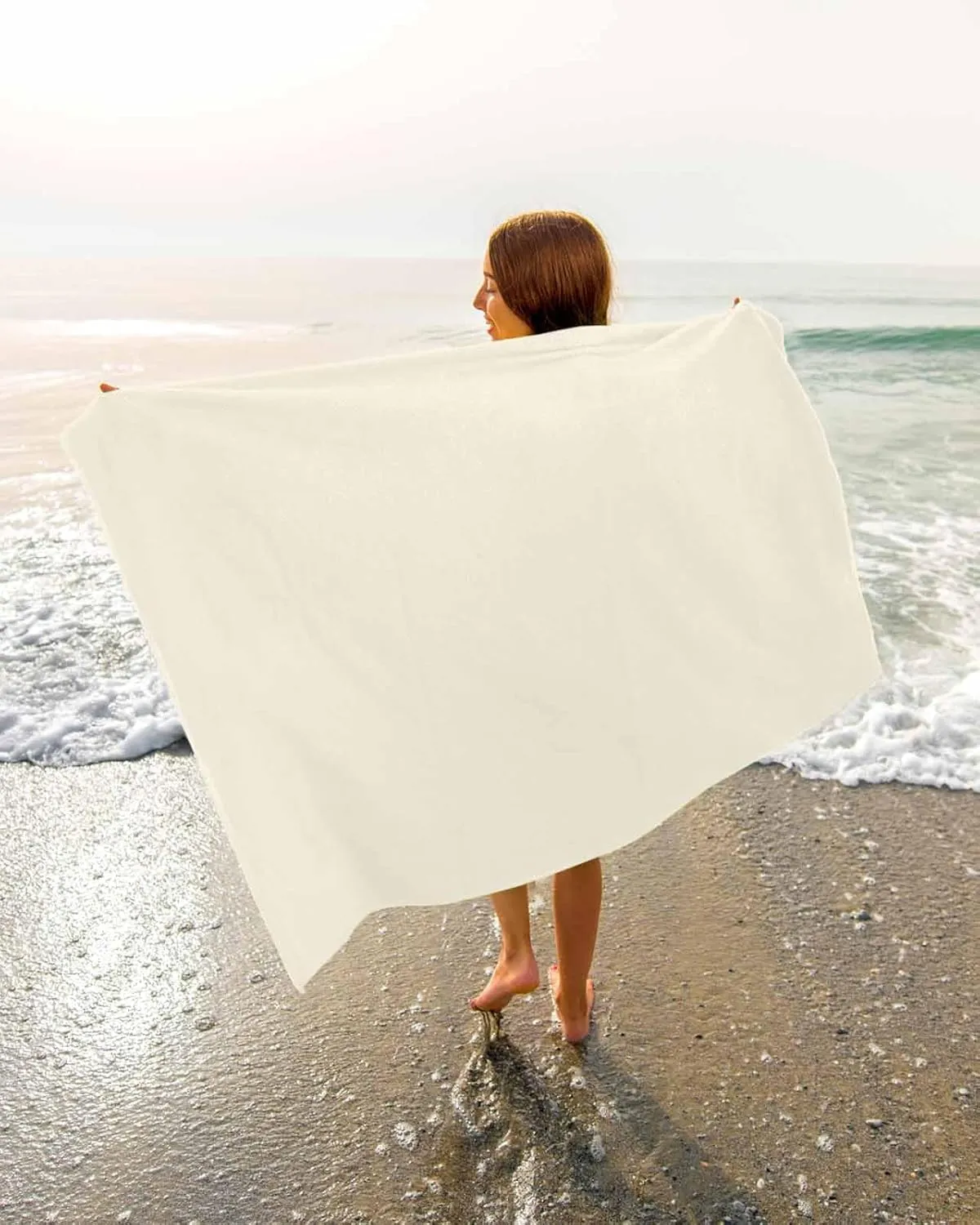 Quick-Drying Microfiber Beach Towel, Simple Solid Soft Absorbent Bath Shower Towels, Cream Color Lightweight Portable Towel/Blanket for Travel/Swimming Pool/Camping/Yoga/Gym，35x70 Inch