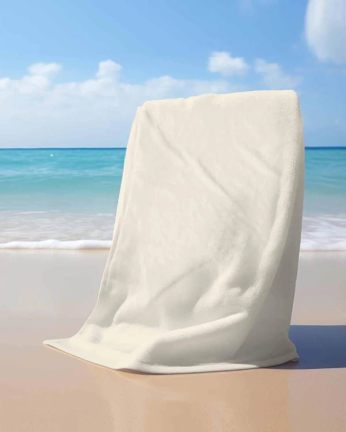 Quick-Drying Microfiber Beach Towel, Simple Solid Soft Absorbent Bath Shower Towels, Cream Color Lightweight Portable Towel/Blanket for Travel/Swimming Pool/Camping/Yoga/Gym，35x70 Inch