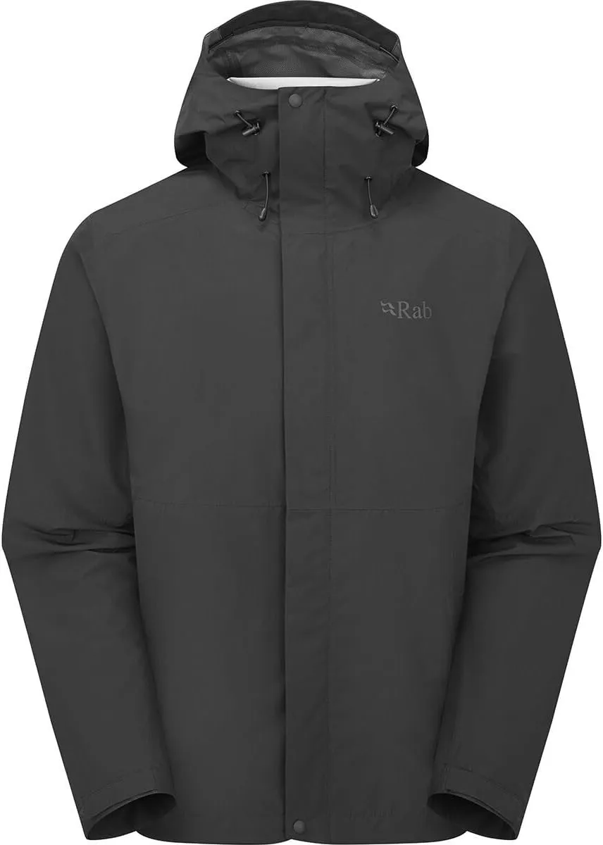 Rab Men's Downpour Jacket - Lightweight Waterproof Hooded Coat for Hiking & Trekking