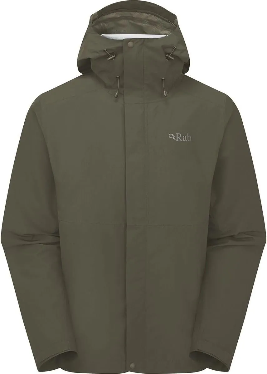 Rab Men's Downpour Jacket - Lightweight Waterproof Hooded Coat for Hiking & Trekking