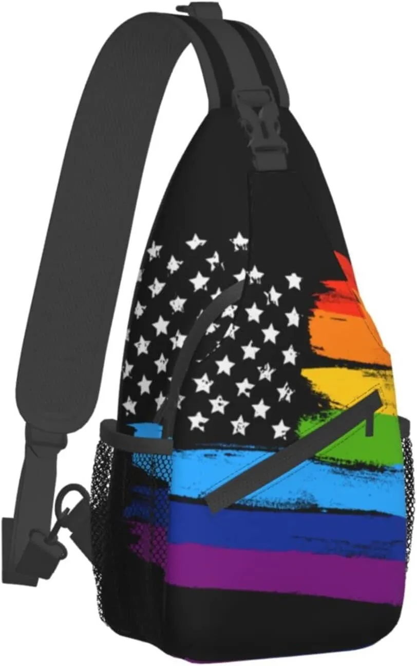 Rainbow LGBT Sling Backpack Multipurpose Chest Bag Hiking Travel Daypack Crossbody Shoulder Bag Outdoor Unisex