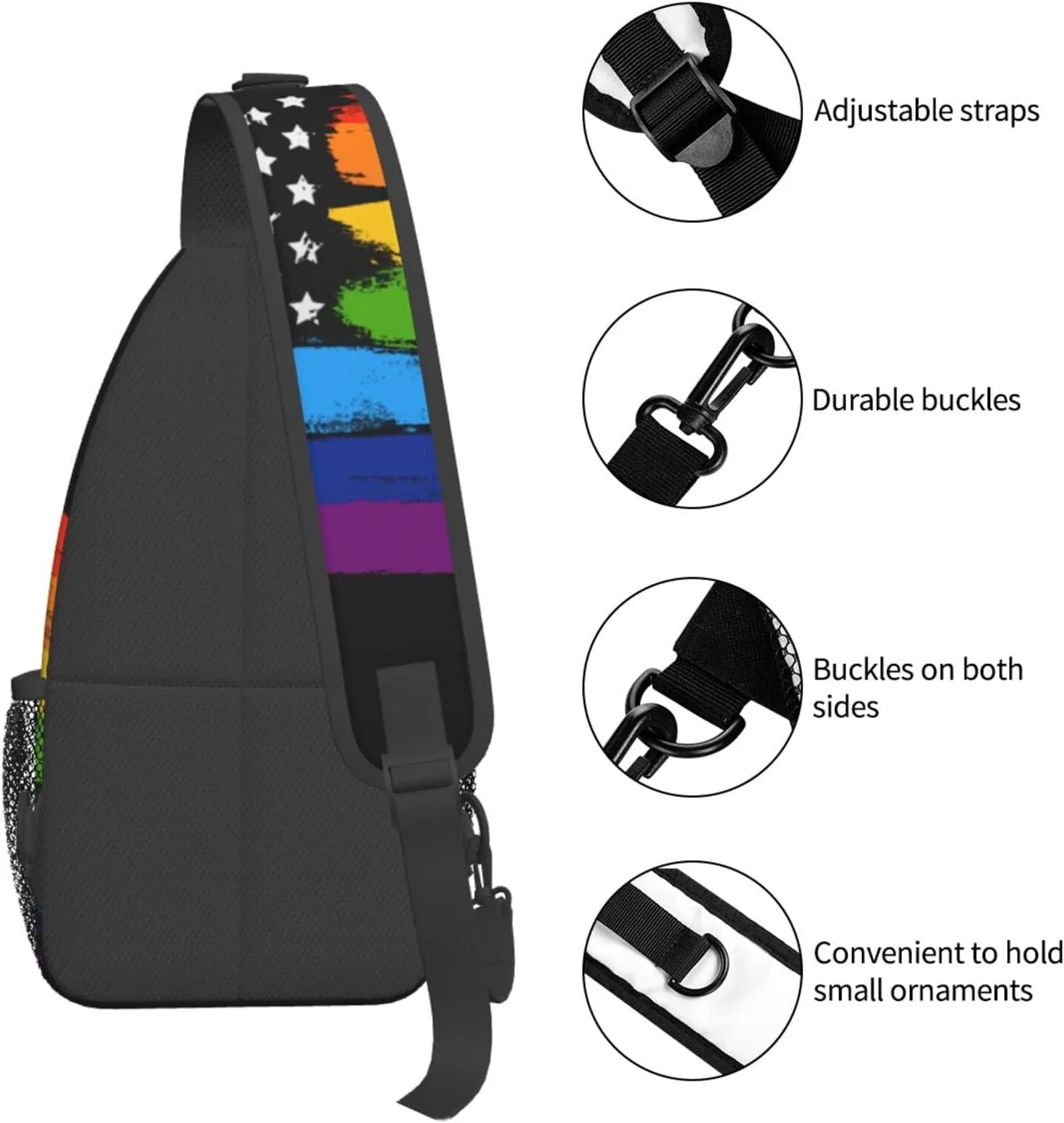 Rainbow LGBT Sling Backpack Multipurpose Chest Bag Hiking Travel Daypack Crossbody Shoulder Bag Outdoor Unisex