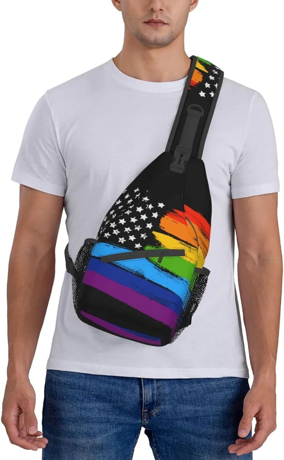 Rainbow LGBT Sling Backpack Multipurpose Chest Bag Hiking Travel Daypack Crossbody Shoulder Bag Outdoor Unisex