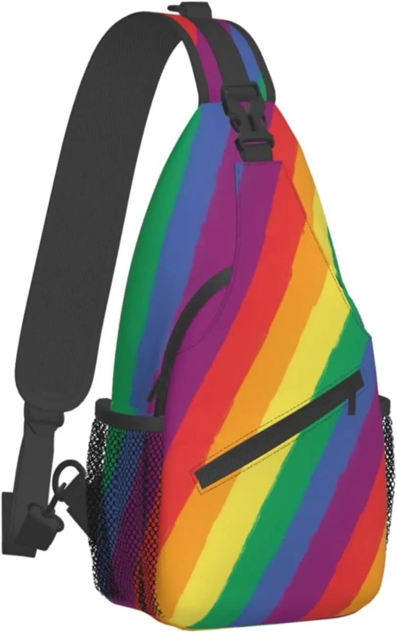 Rainbow LGBT Sling Backpack Multipurpose Chest Bag Hiking Travel Daypack Crossbody Shoulder Bag Outdoor Unisex