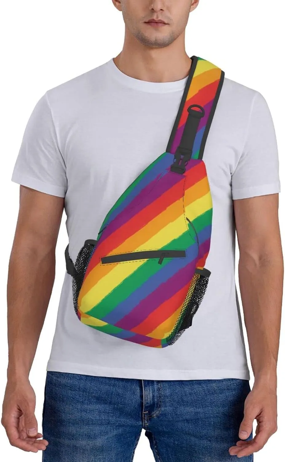 Rainbow LGBT Sling Backpack Multipurpose Chest Bag Hiking Travel Daypack Crossbody Shoulder Bag Outdoor Unisex