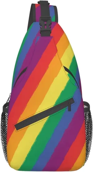 Rainbow LGBT Sling Backpack Multipurpose Chest Bag Hiking Travel Daypack Crossbody Shoulder Bag Outdoor Unisex