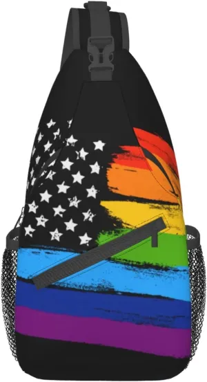 Rainbow LGBT Sling Backpack Multipurpose Chest Bag Hiking Travel Daypack Crossbody Shoulder Bag Outdoor Unisex