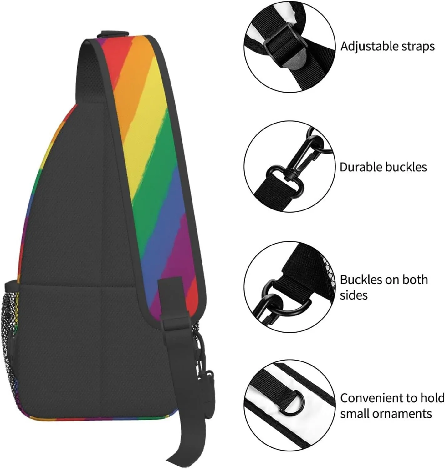 Rainbow LGBT Sling Backpack Multipurpose Chest Bag Hiking Travel Daypack Crossbody Shoulder Bag Outdoor Unisex