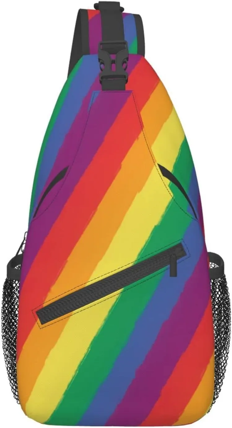 Rainbow LGBT Sling Backpack Multipurpose Chest Bag Hiking Travel Daypack Crossbody Shoulder Bag Outdoor Unisex