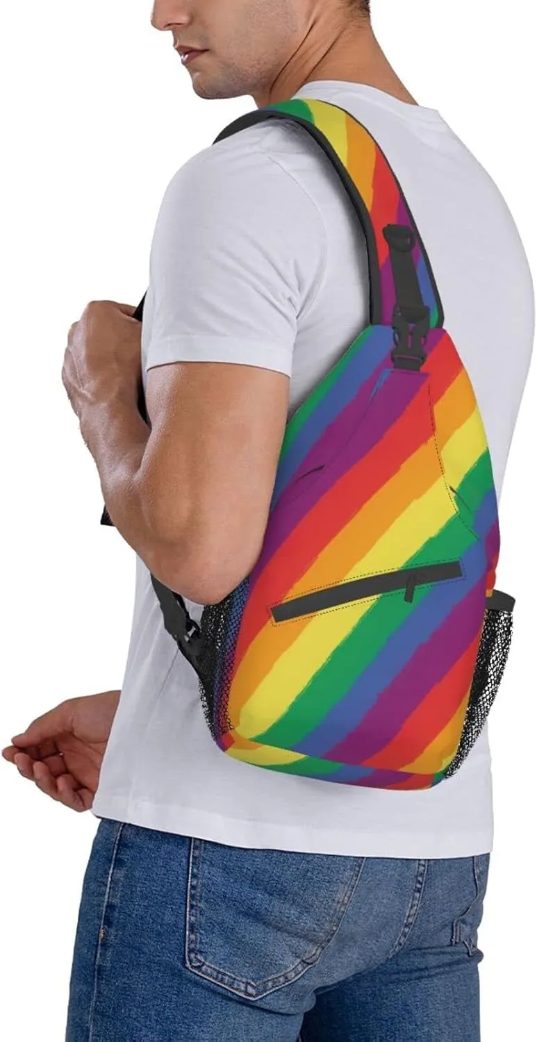 Rainbow LGBT Sling Backpack Multipurpose Chest Bag Hiking Travel Daypack Crossbody Shoulder Bag Outdoor Unisex