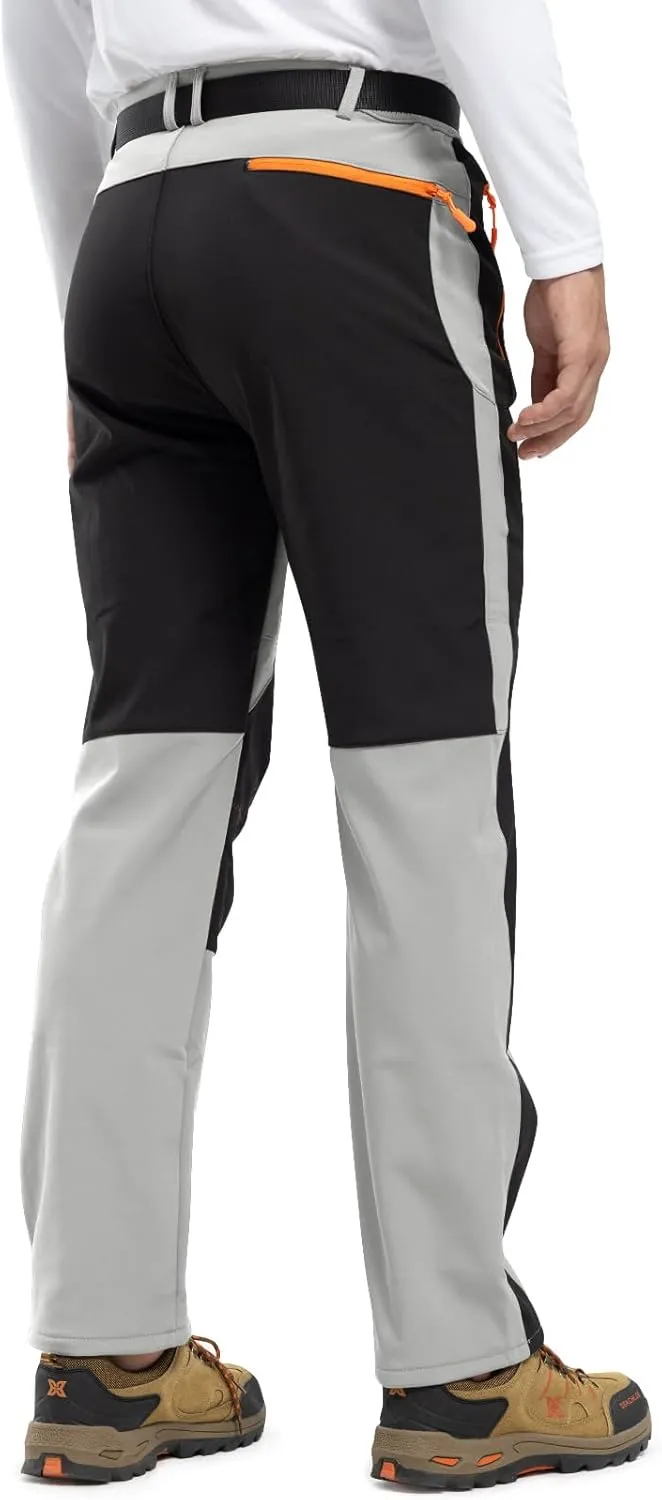 Rdruko Men's Snow Ski Pants Waterproof Insulated Winter Outdoor Snowboard Hiking Fleece Pants with Belt