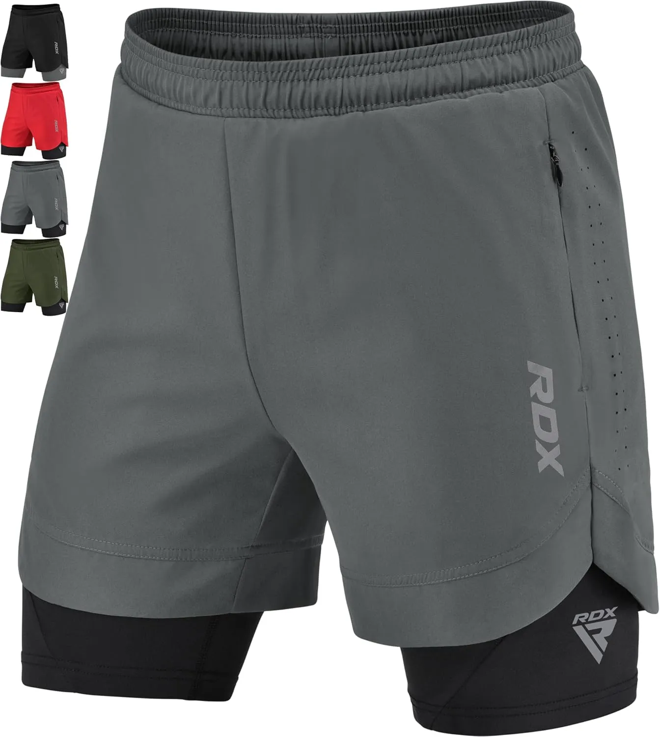 RDX Men’s Running Shorts, 2 in 1 Athletic Breathable Short Compression Liner, 2 Zipper and 2 Phone Pockets, Lightweight