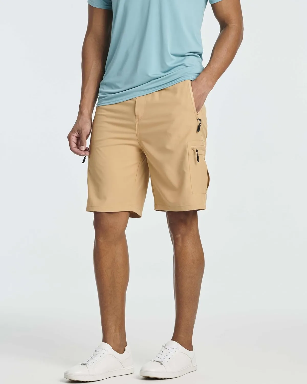 Real Essentials 2 & 3 Pack: Men's Hiking Cargo Shorts Fishing Outdoor Tactical Travel Camping Casual Golf 5 Zipper Pockets