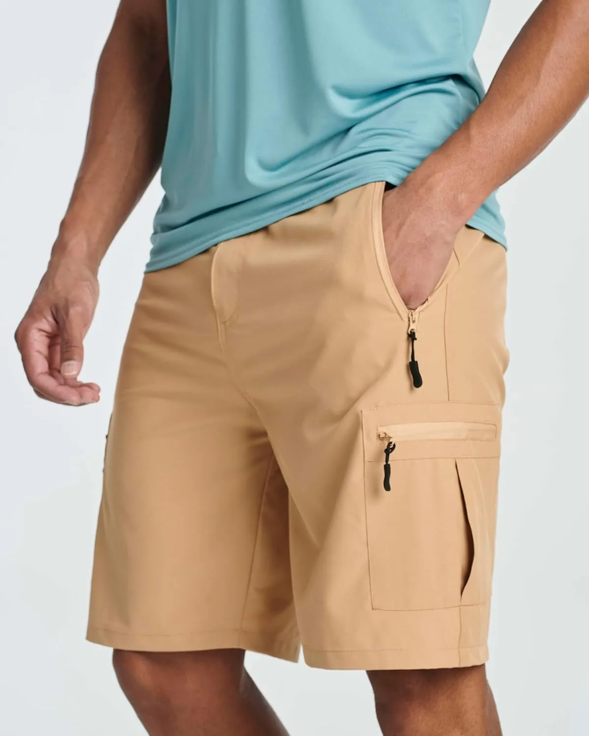 Real Essentials 2 & 3 Pack: Men's Hiking Cargo Shorts Fishing Outdoor Tactical Travel Camping Casual Golf 5 Zipper Pockets