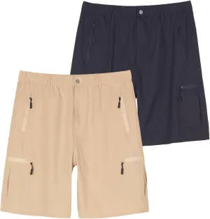 Real Essentials 2 & 3 Pack: Men's Hiking Cargo Shorts Fishing Outdoor Tactical Travel Camping Casual Golf 5 Zipper Pockets