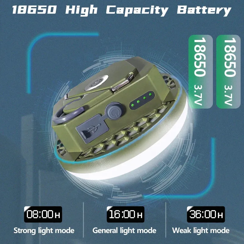 Rechargeable LED Camping Light 9900mAh High Power Tent Lantern IP66 Waterproof for Outdoor, Fishing, Flashlight