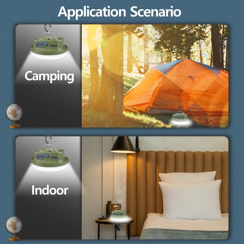 Rechargeable LED Camping Light 9900mAh High Power Tent Lantern IP66 Waterproof for Outdoor, Fishing, Flashlight