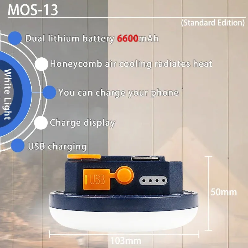 Rechargeable LED Camping Light 9900mAh High Power Tent Lantern IP66 Waterproof for Outdoor, Fishing, Flashlight
