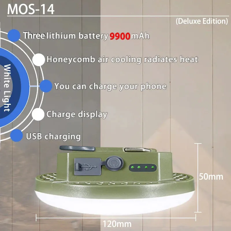 Rechargeable LED Camping Light 9900mAh High Power Tent Lantern IP66 Waterproof for Outdoor, Fishing, Flashlight