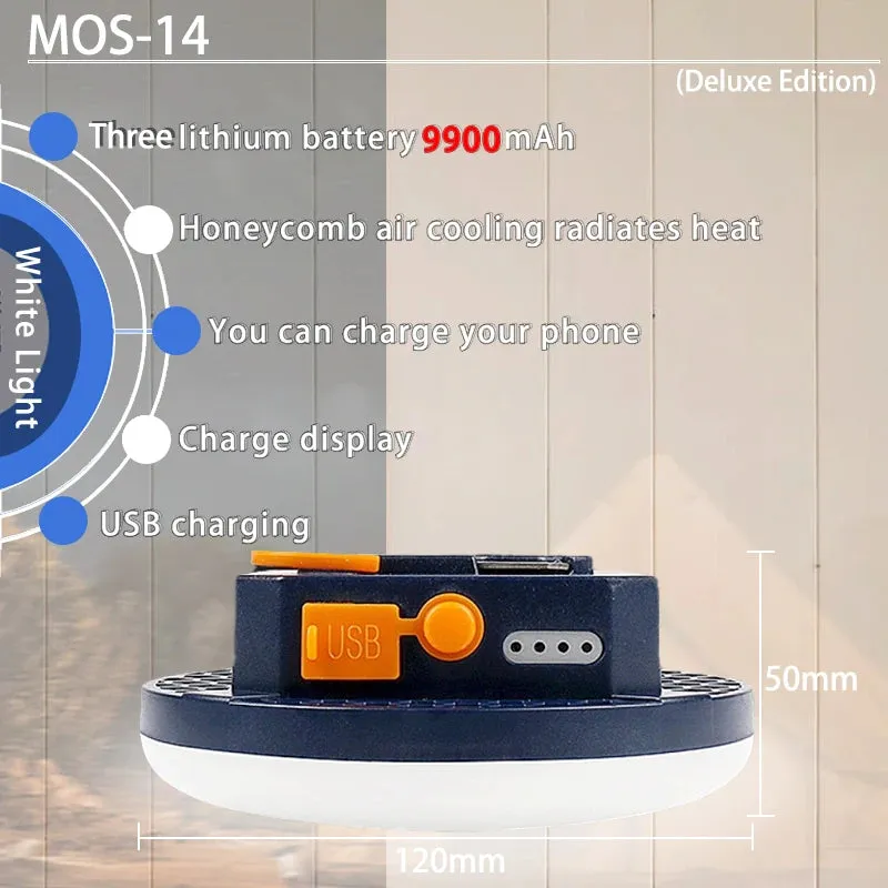 Rechargeable LED Camping Light 9900mAh High Power Tent Lantern IP66 Waterproof for Outdoor, Fishing, Flashlight