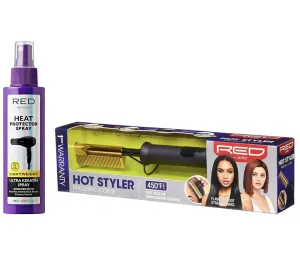 Red by Kiss Hot Comb Hair Straightener   Ultra Keratin Heat Protector Spray