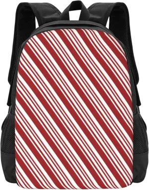 Red Peppermint Stripe Lightweight Packable Backpack Travel Casual Hiking Daypack Foldable Backpack For Men Women