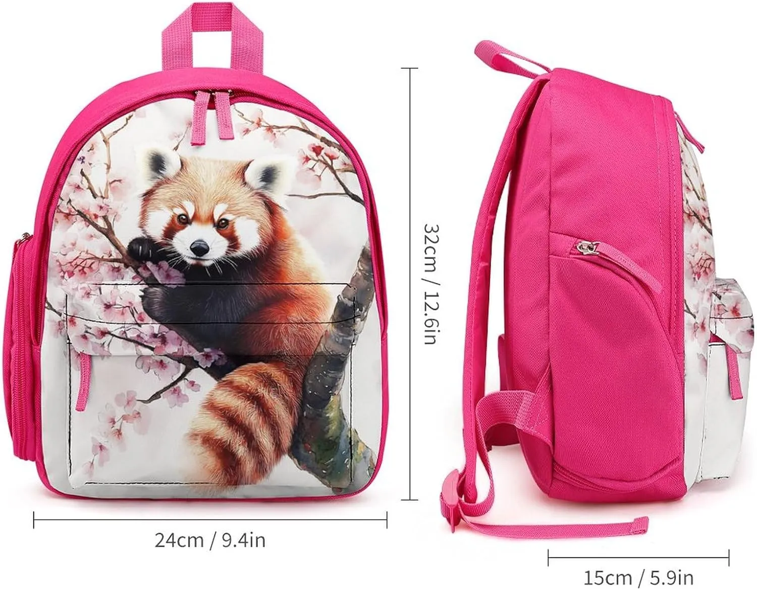 RedPanda on The Tree Funny Small Travel Backpack Casual Daypack Bag with Adjustable Strap for Hiking Camping