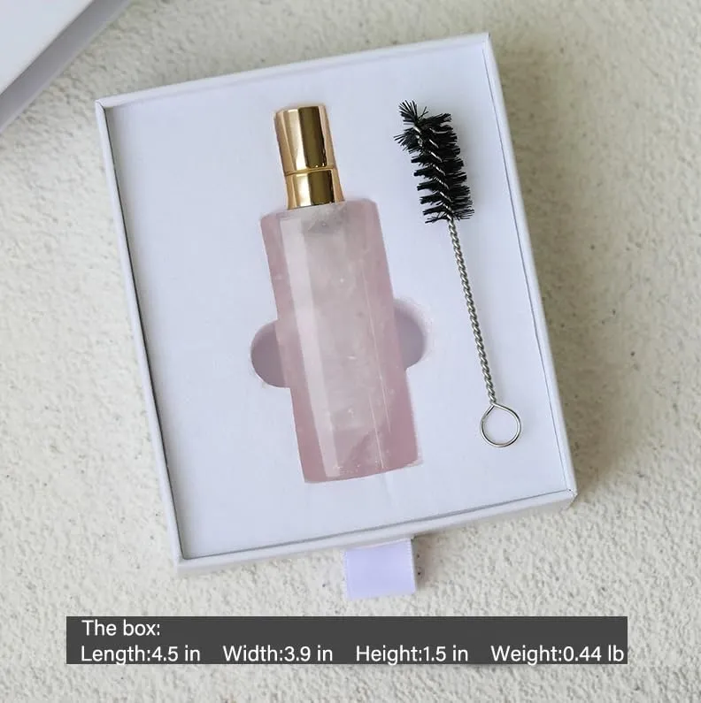Refillable Perfume Bottle Travel Crystal Stone Spray Bottle Essential Oil Bottle,Fine Mist Empty Bottle Perfume Atomizer Capacity 8ml,Perfume Dispenser, Portable Sprayer (Rose Quartz)