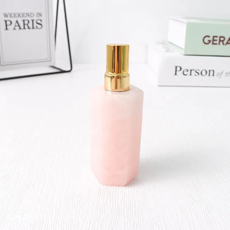 Refillable Perfume Bottle Travel Crystal Stone Spray Bottle Essential Oil Bottle,Fine Mist Empty Bottle Perfume Atomizer Capacity 8ml,Perfume Dispenser, Portable Sprayer (Rose Quartz)