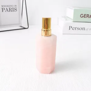 Refillable Perfume Bottle Travel Crystal Stone Spray Bottle Essential Oil Bottle,Fine Mist Empty Bottle Perfume Atomizer Capacity 8ml,Perfume Dispenser, Portable Sprayer (Rose Quartz)