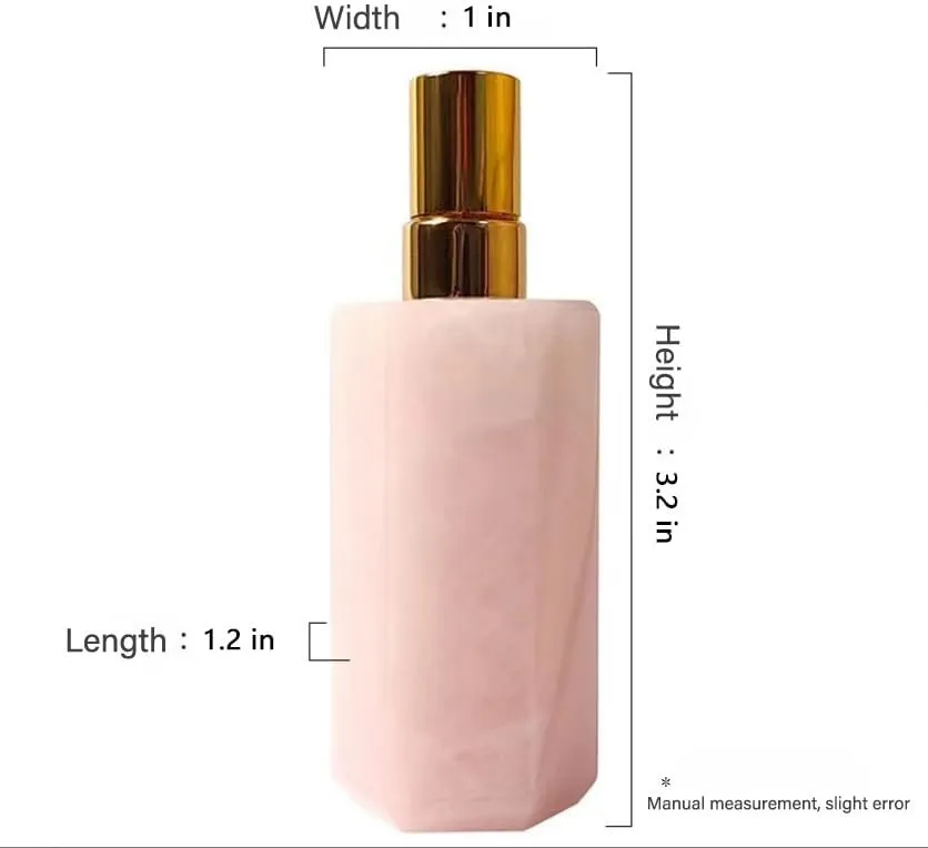 Refillable Perfume Bottle Travel Crystal Stone Spray Bottle Essential Oil Bottle,Fine Mist Empty Bottle Perfume Atomizer Capacity 8ml,Perfume Dispenser, Portable Sprayer (Rose Quartz)