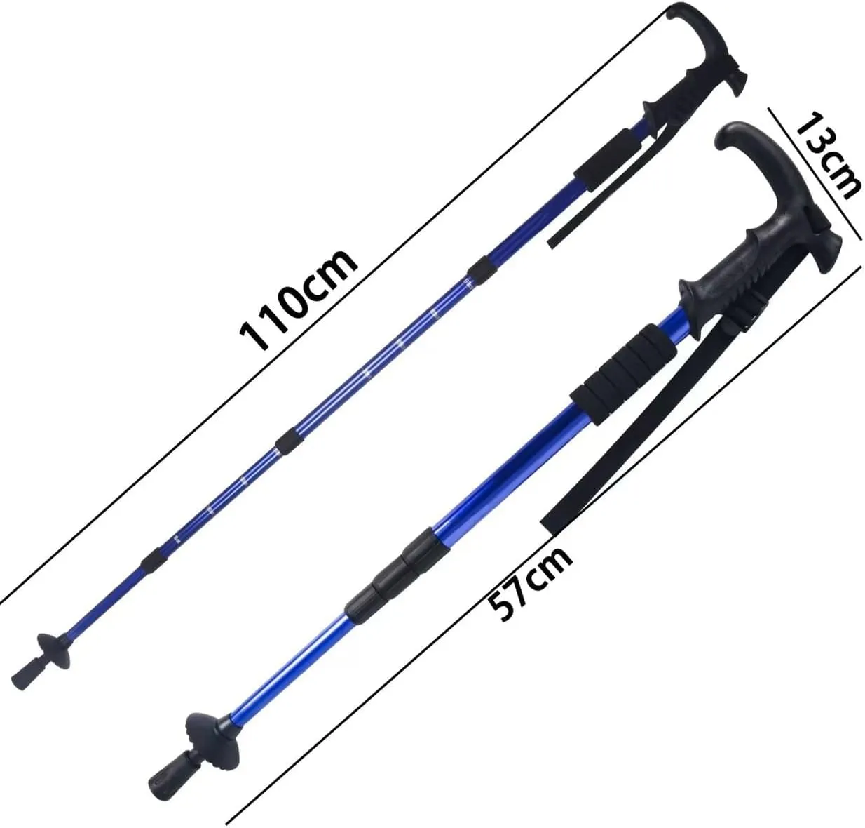 Retractable Aluminum Alloy Hiking Poles - Lightweight Outdoor Travel Climbing Walking Sticks for Hiking and Trekking(Straight Handle Silver)