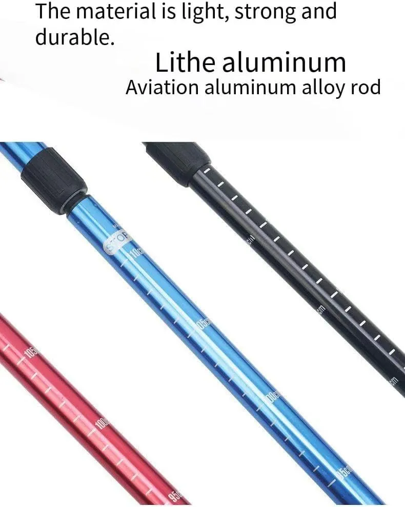 Retractable Aluminum Alloy Hiking Poles - Lightweight Outdoor Travel Climbing Walking Sticks for Hiking and Trekking(Straight Handle Silver)
