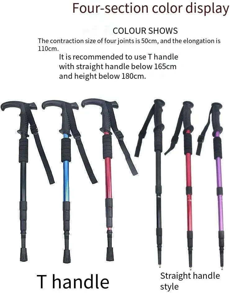 Retractable Aluminum Alloy Hiking Poles - Lightweight Outdoor Travel Climbing Walking Sticks for Hiking and Trekking(T-Handle Black)