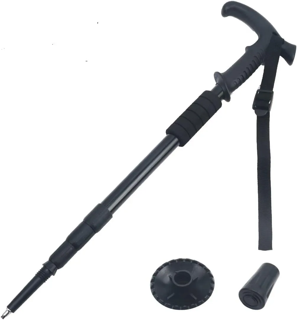 Retractable Aluminum Alloy Hiking Poles - Lightweight Outdoor Travel Climbing Walking Sticks for Hiking and Trekking(T-Handle Black)