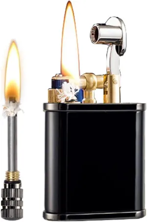 Retro lighter permanent matches, cool trench kerosene lighter, 2 in 1 permanent matches, waterproof match lighter, reusable kerosene lighter, suitable for collection, candles, outdoor, gifts(E)