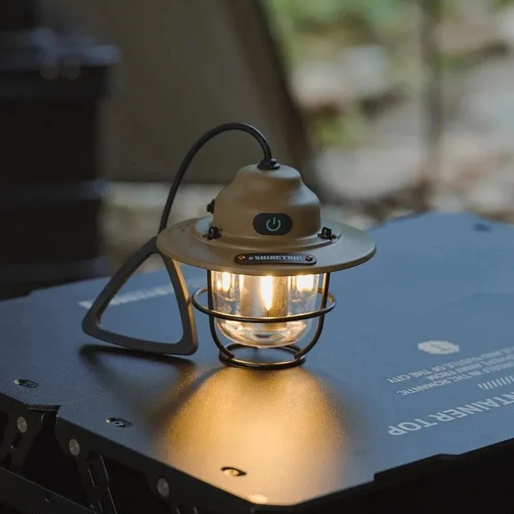 Retro Portable Camping Lantern - Waterproof Dimmable Tent Light with 1200mAh Battery for Hiking, Fishing, Emergency
