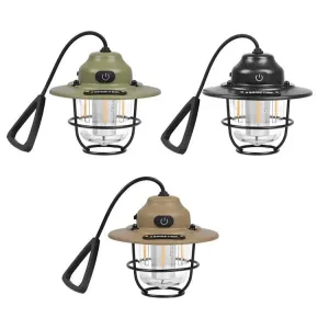 Retro Portable Camping Lantern - Waterproof Dimmable Tent Light with 1200mAh Battery for Hiking, Fishing, Emergency