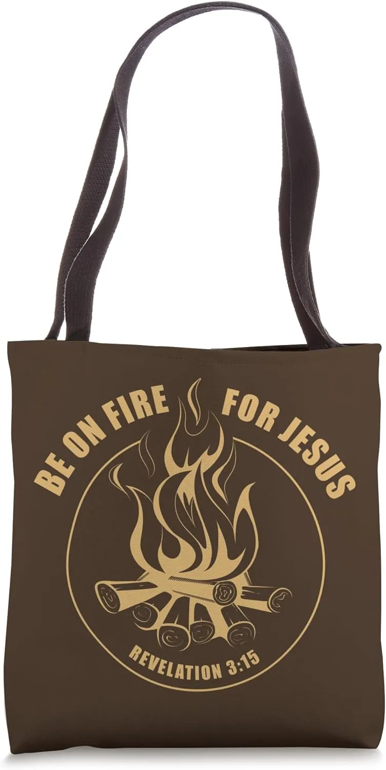 Revival - Be on Fire for Jesus Christian Faith Camping Tote Bag