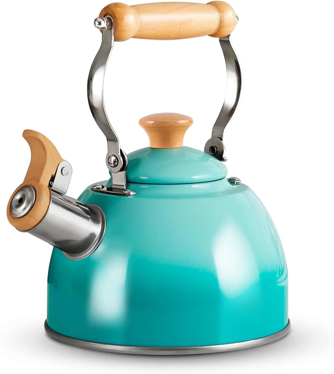 ROCKURWOK Tea Kettle, Tea Pot with Cool Touch Ergonomic Handle, Teapot Food Grade Stainless Steel, Tea Kettle Stovetop, Kettle Teapot, Whistling Tea Kettle, Small Tea Kettle, 1.6 Quart (Green)