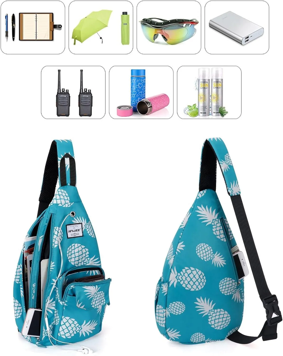 Rope Sling Bag for Women Men Casual Cross Body Daypack Backpack Adjustable Strap Water Repellent for Travel/Sport