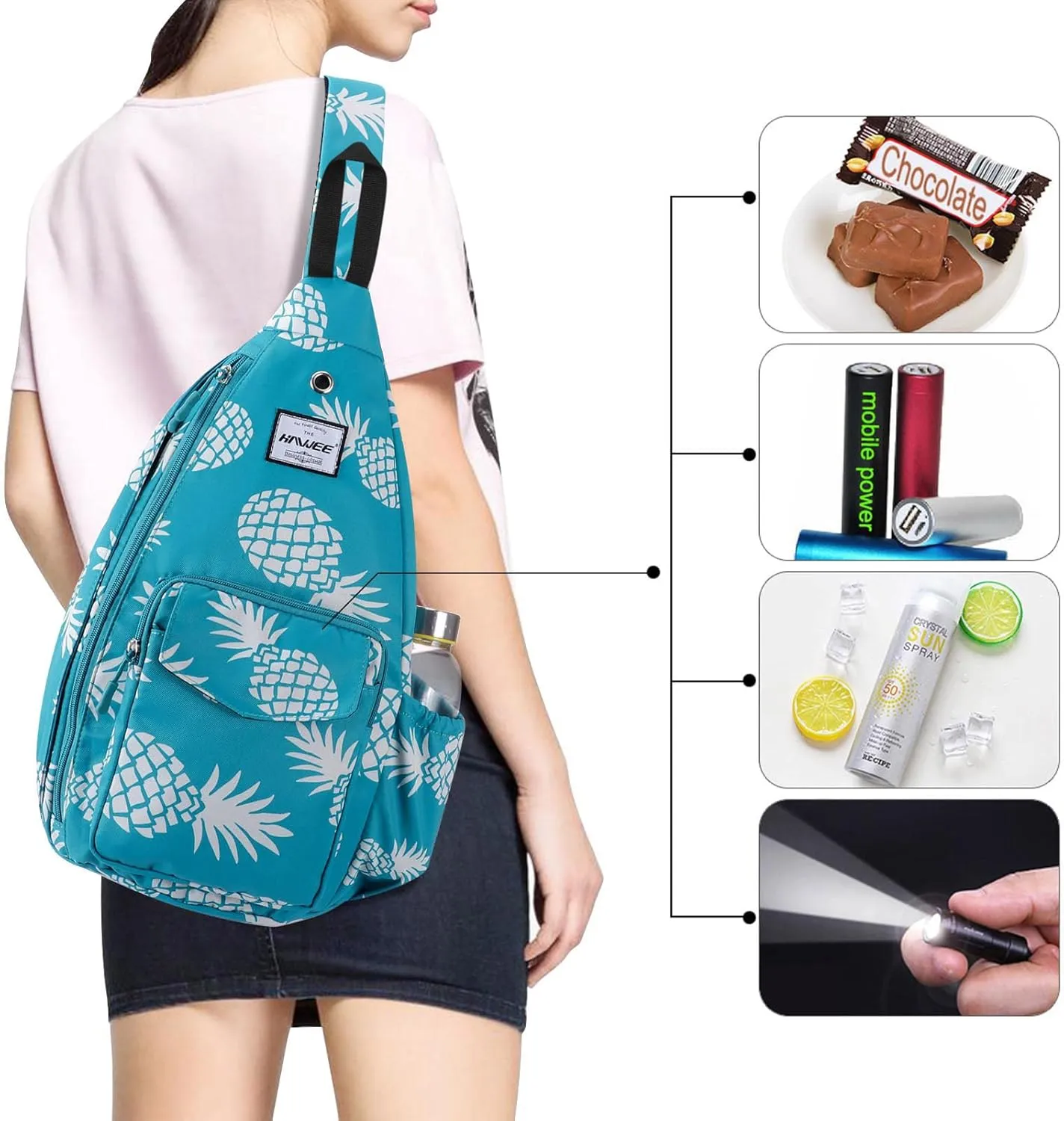 Rope Sling Bag for Women Men Casual Cross Body Daypack Backpack Adjustable Strap Water Repellent for Travel/Sport