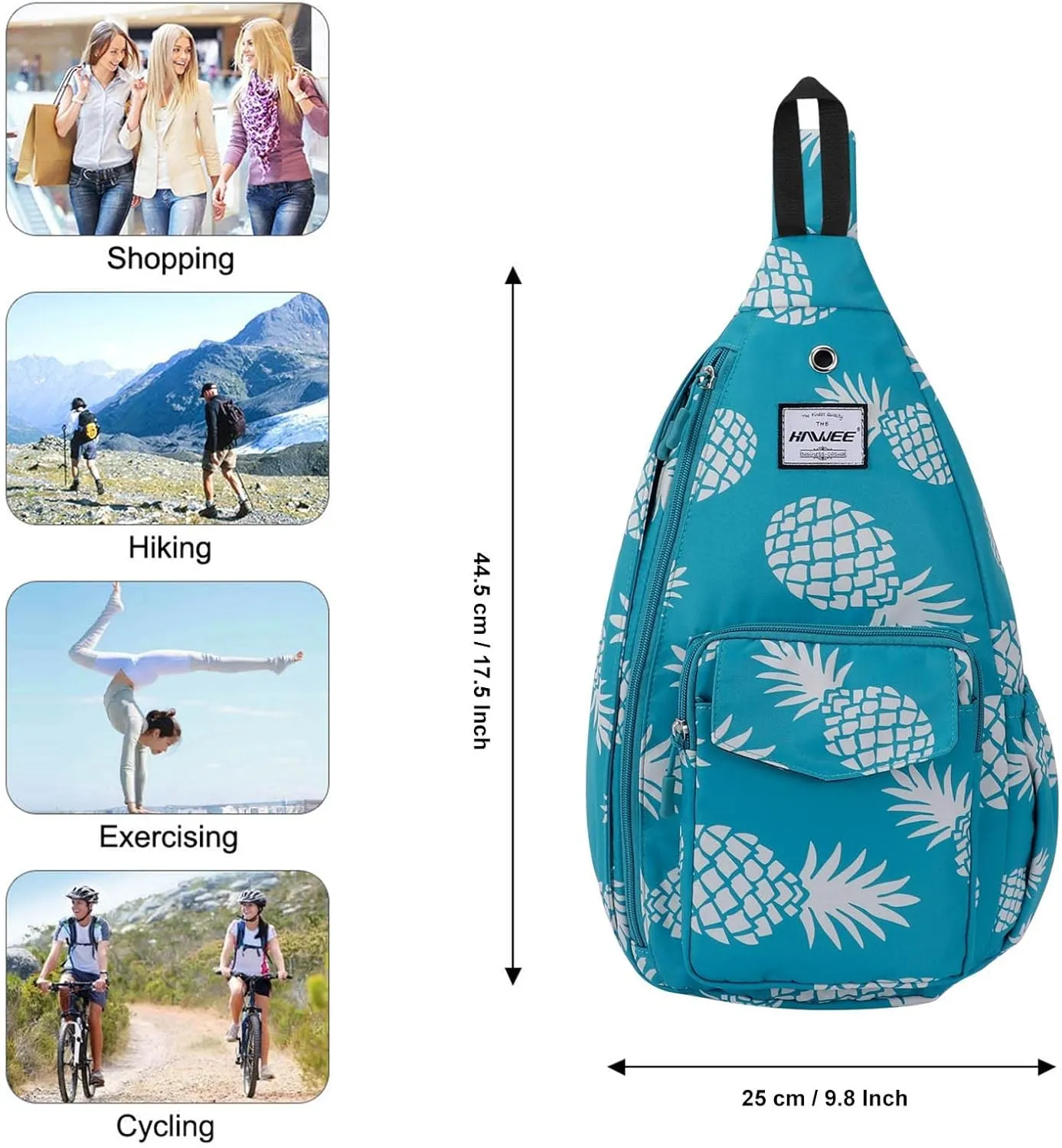 Rope Sling Bag for Women Men Casual Cross Body Daypack Backpack Adjustable Strap Water Repellent for Travel/Sport