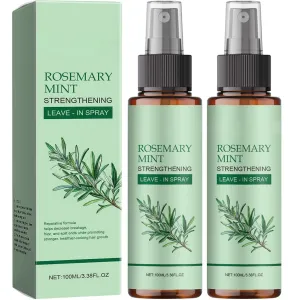 Rosemary Oil Hair Growth Spray - Natural Leave-In Scalp Treatment with Peppermint Oil, for Thicker-Looking Hair, Hair Strengthening, Men and Women, All Hair Types,2pcs